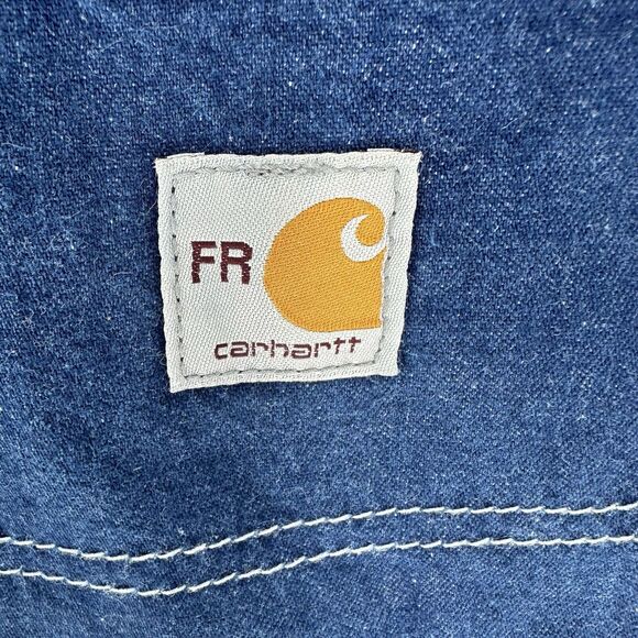 Carhartt Jeans Mens 42 x 32 Blue Flame Resistant Straight Work Utility Denim - Picture 15 of 16